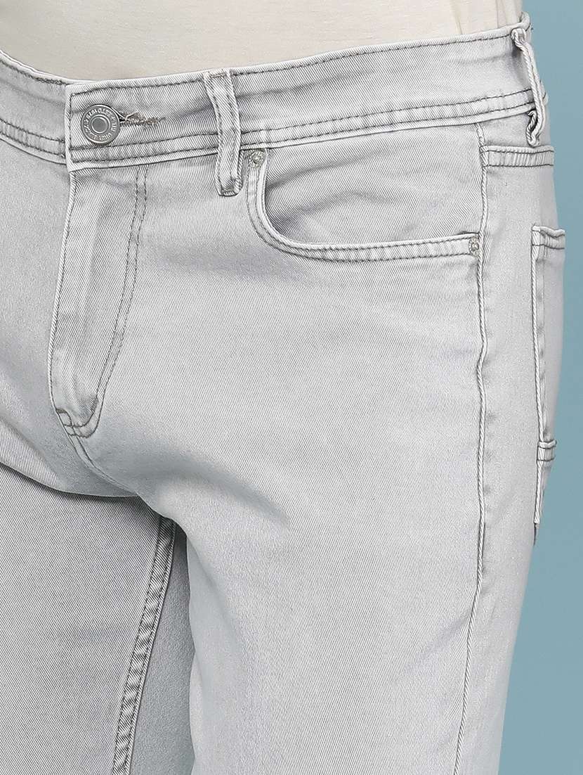 men plain mid rise full length slim fit jeans - 22399846 -  Standard Image - 1