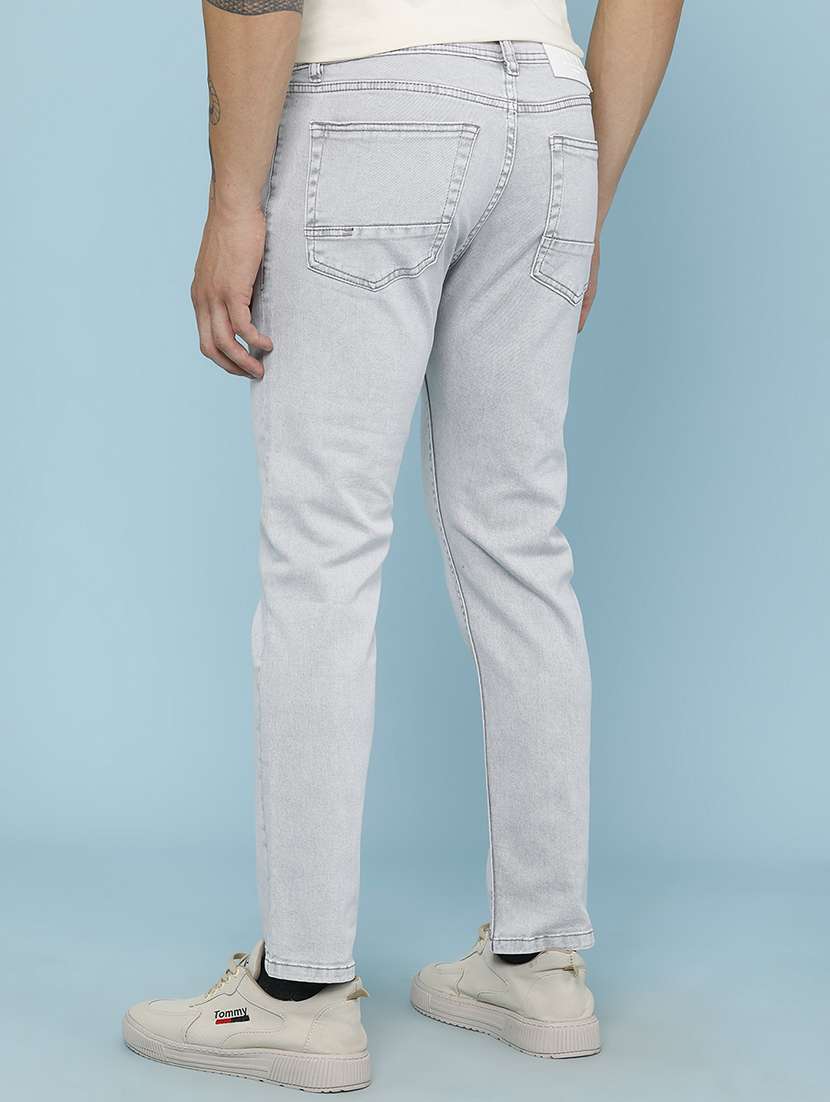 men plain mid rise full length slim fit jeans - 22399846 -  Standard Image - 4