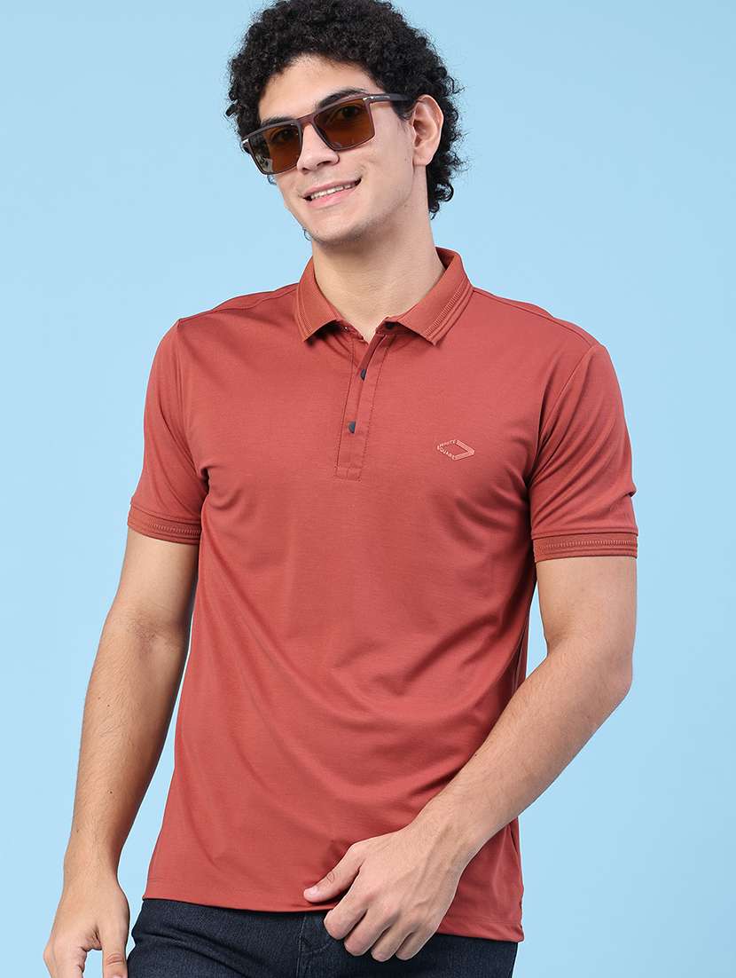 men solid short sleeve slim fit polo t-shirt