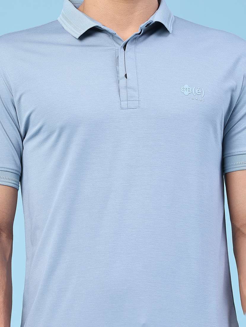 men solid short sleeve slim fit polo t-shirt - 22399865 -  Standard Image - 1