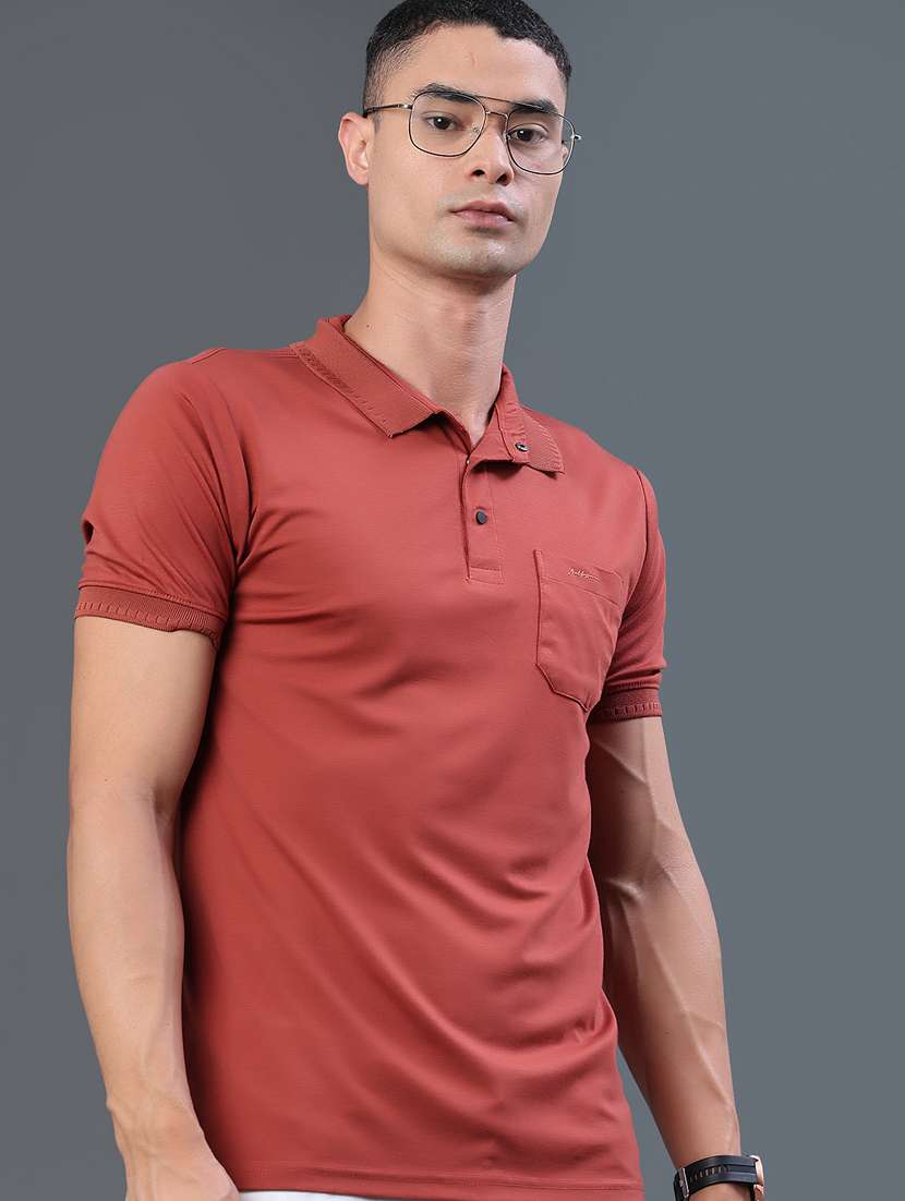 men solid short sleeve slim fit polo t-shirt