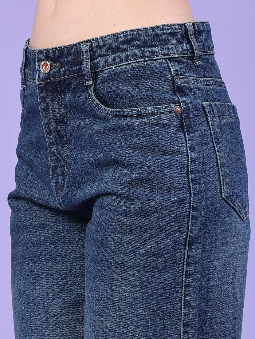 women washed mid rise straight fit jeans - 22399900 -  Standard Image - 1