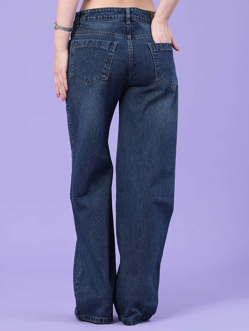 women washed mid rise straight fit jeans - 22399900 -  Standard Image - 4