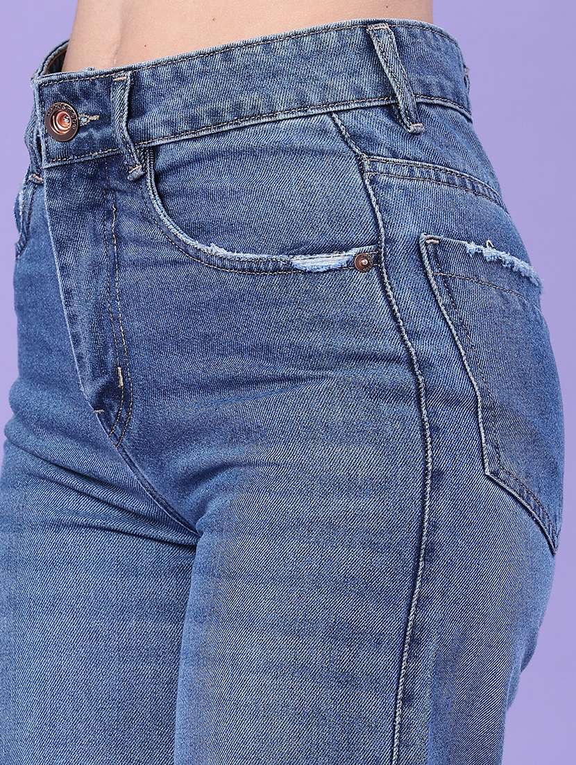 women washed high rise straight fit jeans - 22399902 -  Standard Image - 1