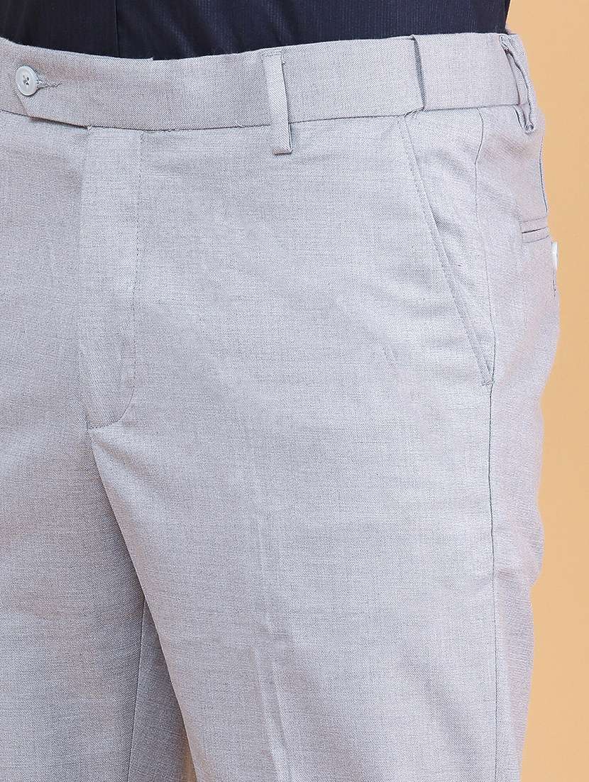 Men Solid Mid Rise Regular Fit Trouser - 22400282 -  Standard Image - 1