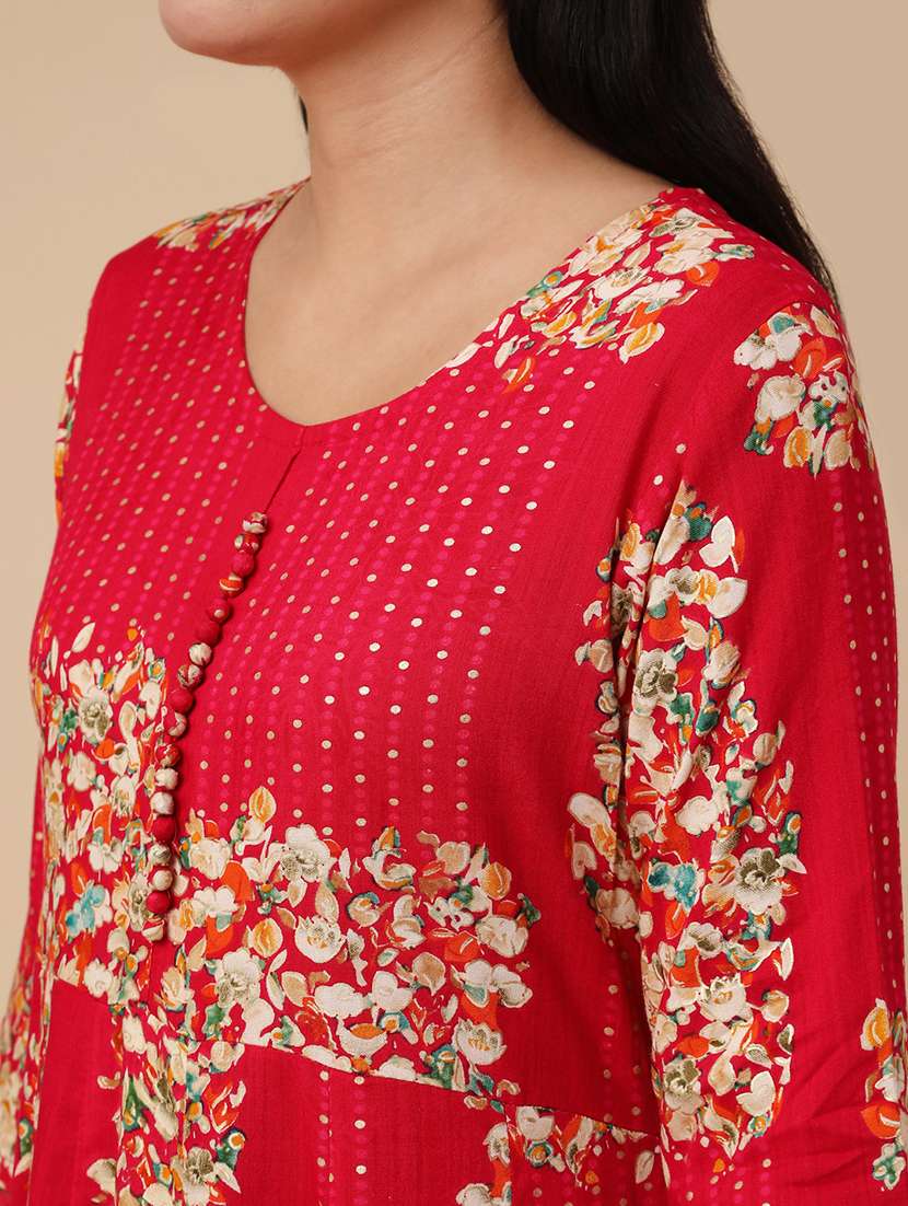 red rayon kurta pant  set - 22400537 -  Standard Image - 1