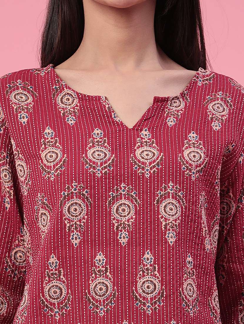 women printed three quarter sleeves a-line kurti - 22400560 -  Standard Image - 1