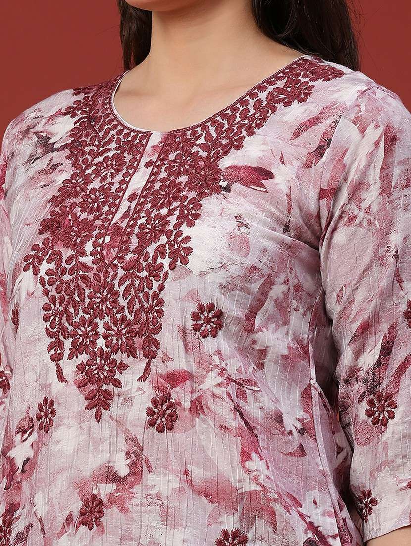 women printed three quarter sleeve straight kurti - 22400576 -  Standard Image - 1