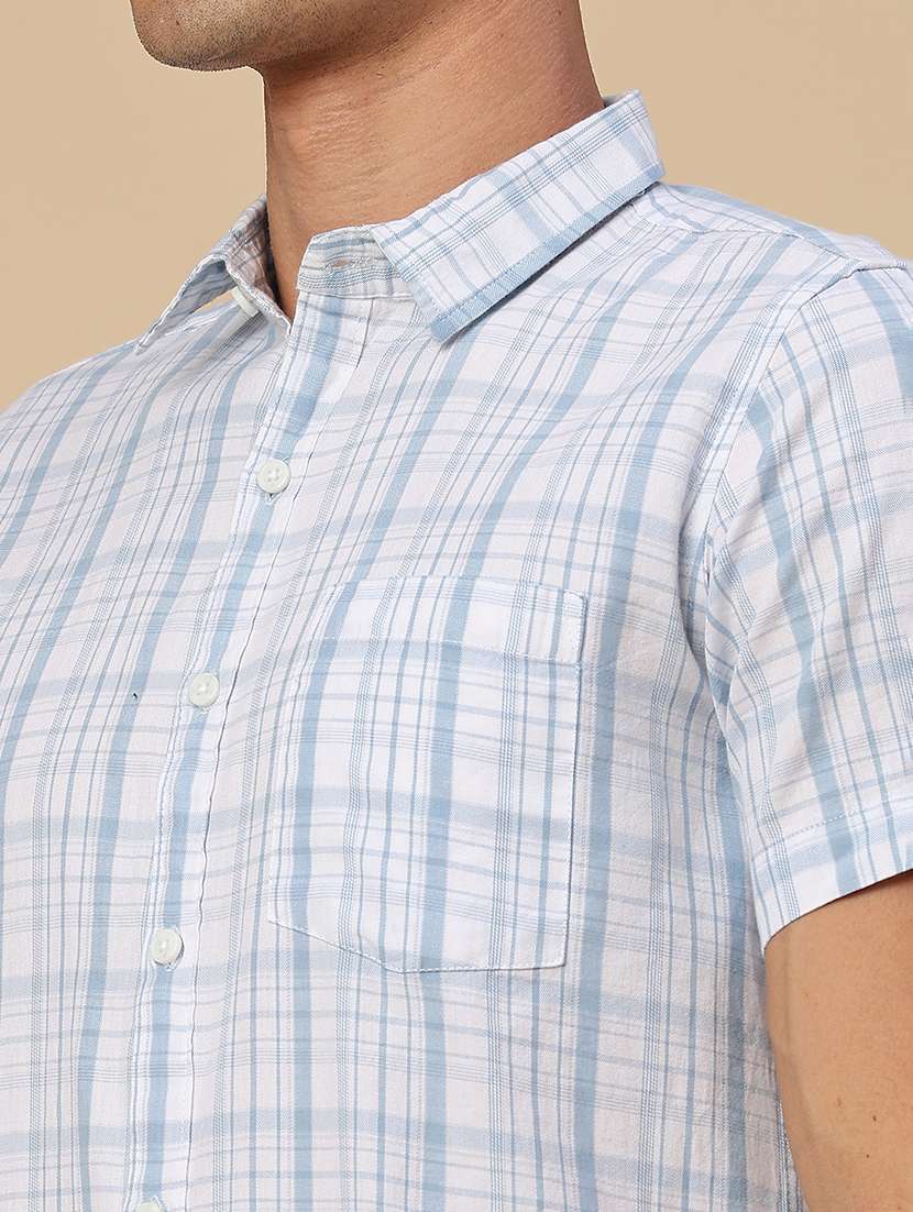 Men Checkered Short Sleeve Regular Fit Casual Shirt - 22400759 -  Standard Image - 1