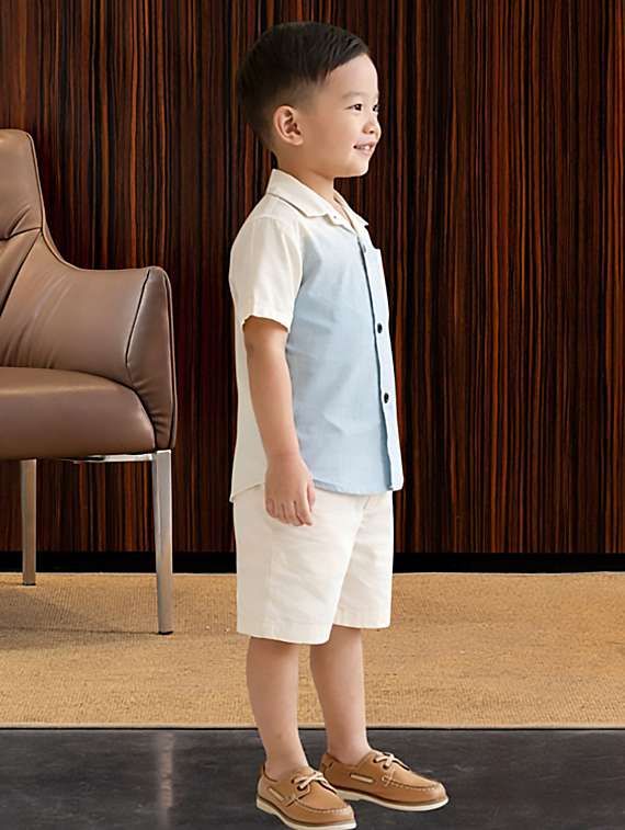 boys color blocked shirt and shorts co-ord set - 22400884 -  Standard Image - 1