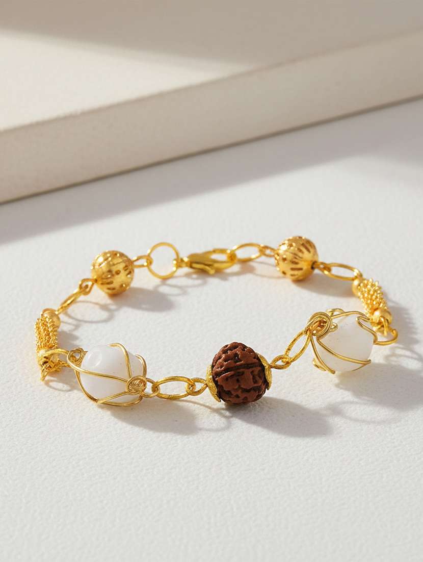 gold plated rudraksh beaded  bracelet