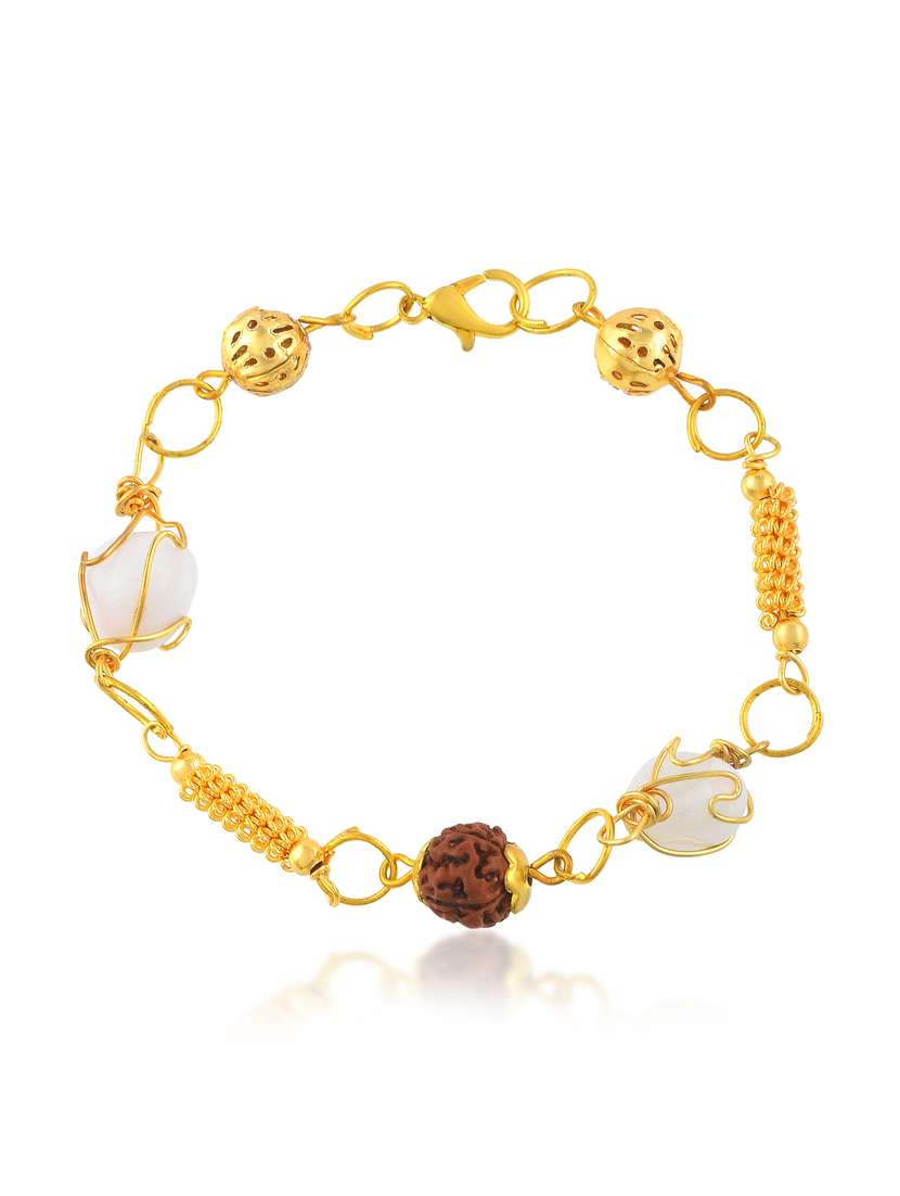 gold plated rudraksh beaded  bracelet - 22400985 -  Standard Image - 1