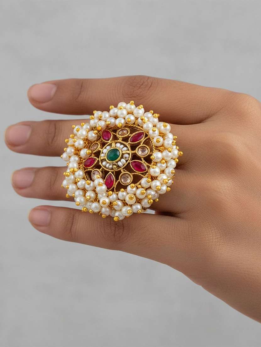 pearl finger ring for women - 22401012 -  Standard Image - 1