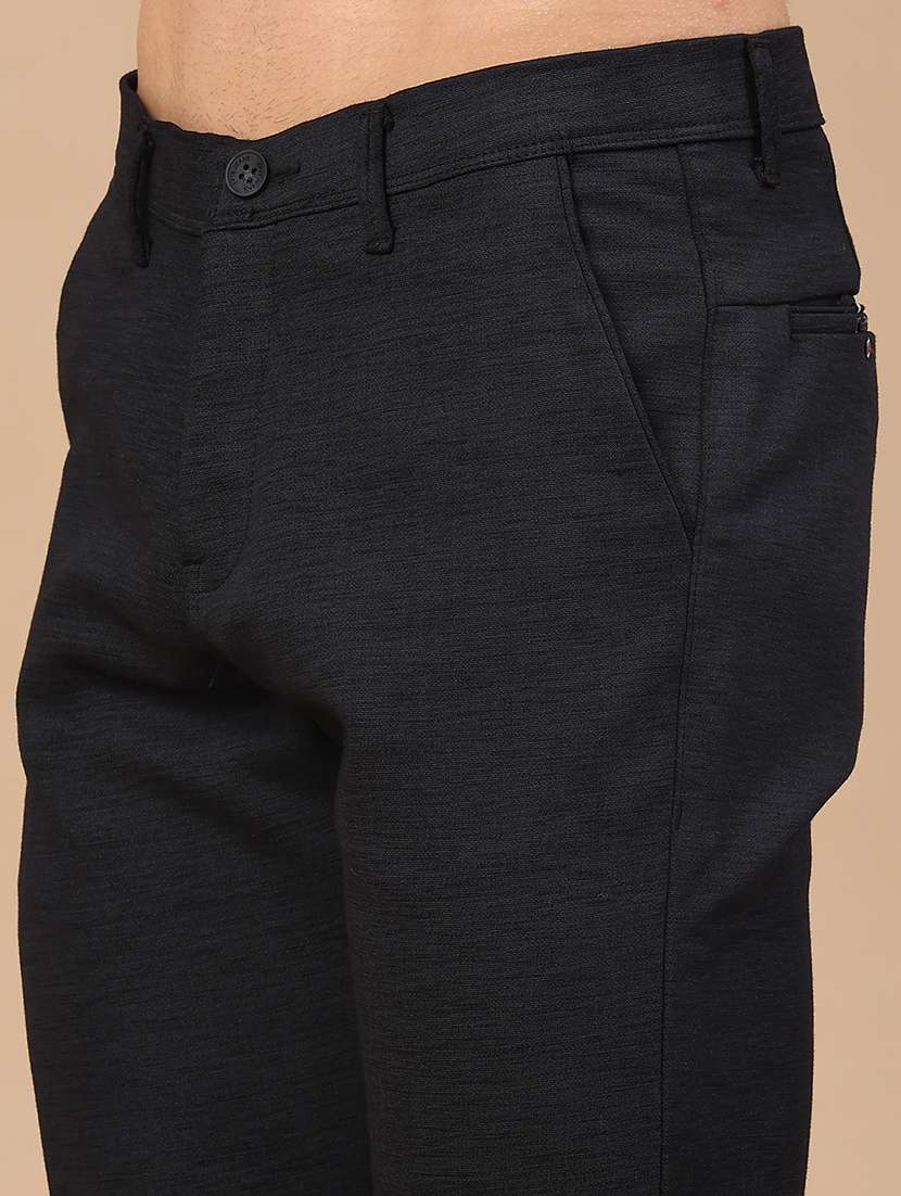 men solid mid rise regular fit trouser - 22401165 -  Standard Image - 1