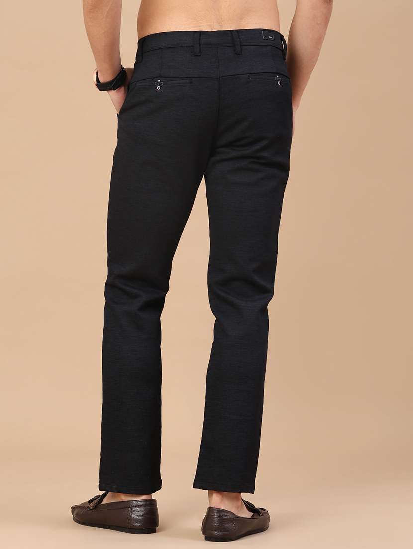 men solid mid rise regular fit trouser - 22401165 -  Standard Image - 4