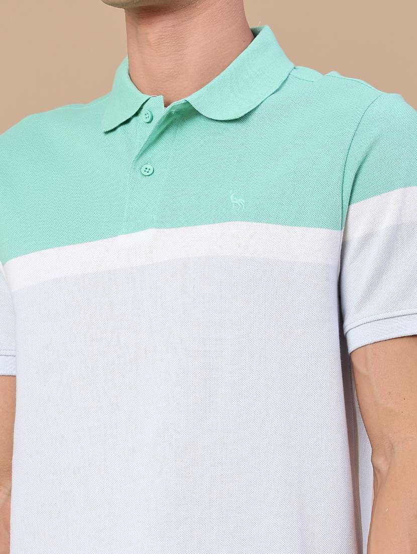men colourblocked short sleeves polo t-shirt - 22401190 -  Standard Image - 1