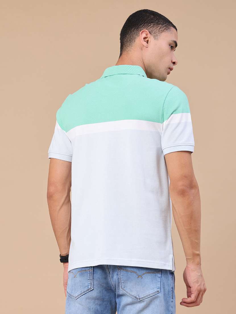 men colourblocked short sleeves polo t-shirt - 22401190 -  Standard Image - 4