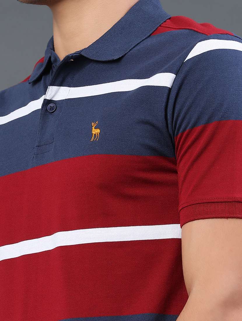men striped short sleeve slim fit polo t-shirt - 22401191 -  Standard Image - 1