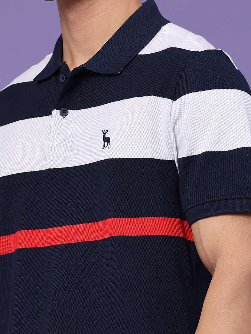 men striped short sleeve regular fit polo t-shirt - 22401192 -  Standard Image - 1