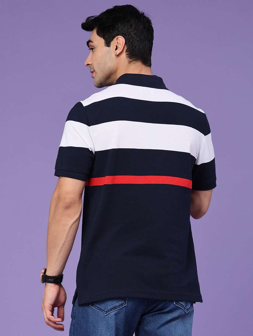 men striped short sleeve regular fit polo t-shirt - 22401192 -  Standard Image - 4