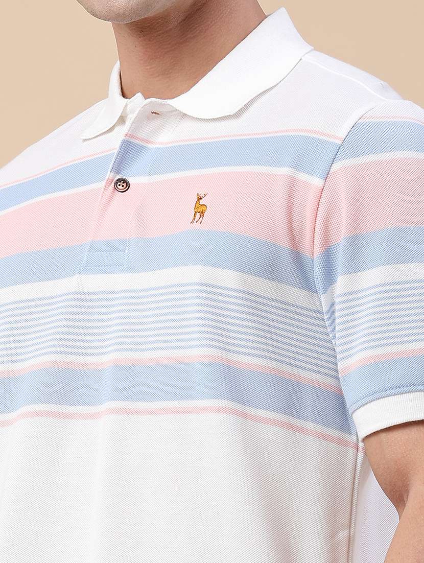 men striped short sleeve regular fit polo t-shirt - 22401193 -  Standard Image - 1