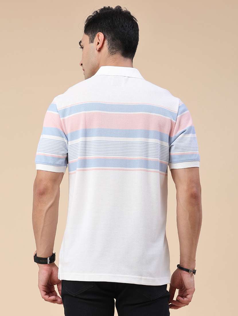 men striped short sleeve regular fit polo t-shirt - 22401193 -  Standard Image - 4