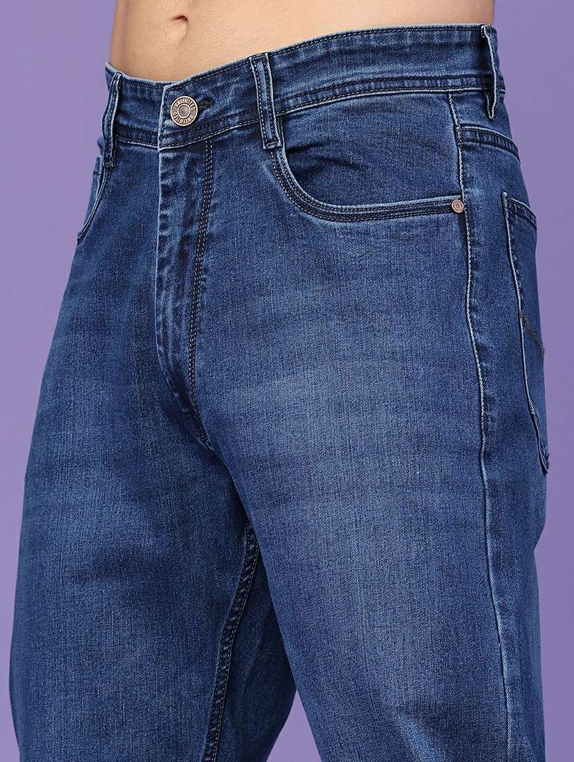Men Washed Mid Rise Full Length Straight Jeans - 22401201 -  Standard Image - 1