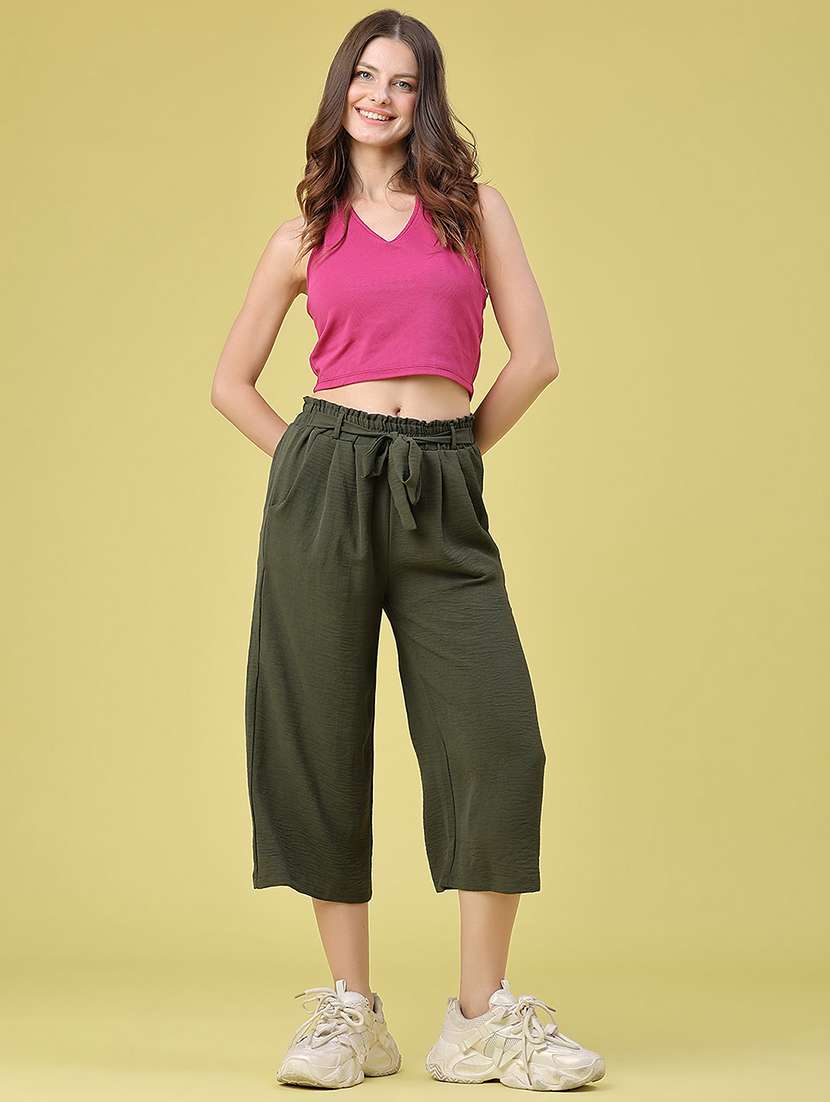 women solid mid rise culottes - 22401233 -  Standard Image - 6