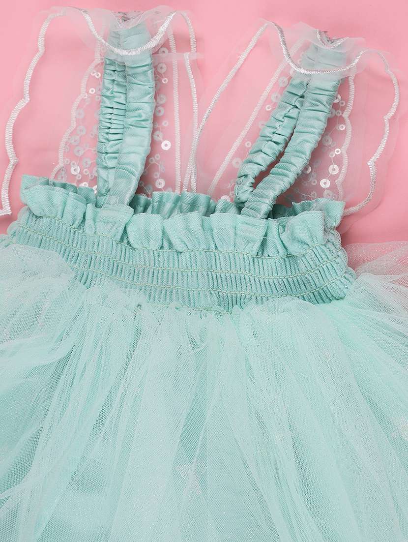 girls sequined cap sleeves fit and flare frock - 22401283 -  Standard Image - 4