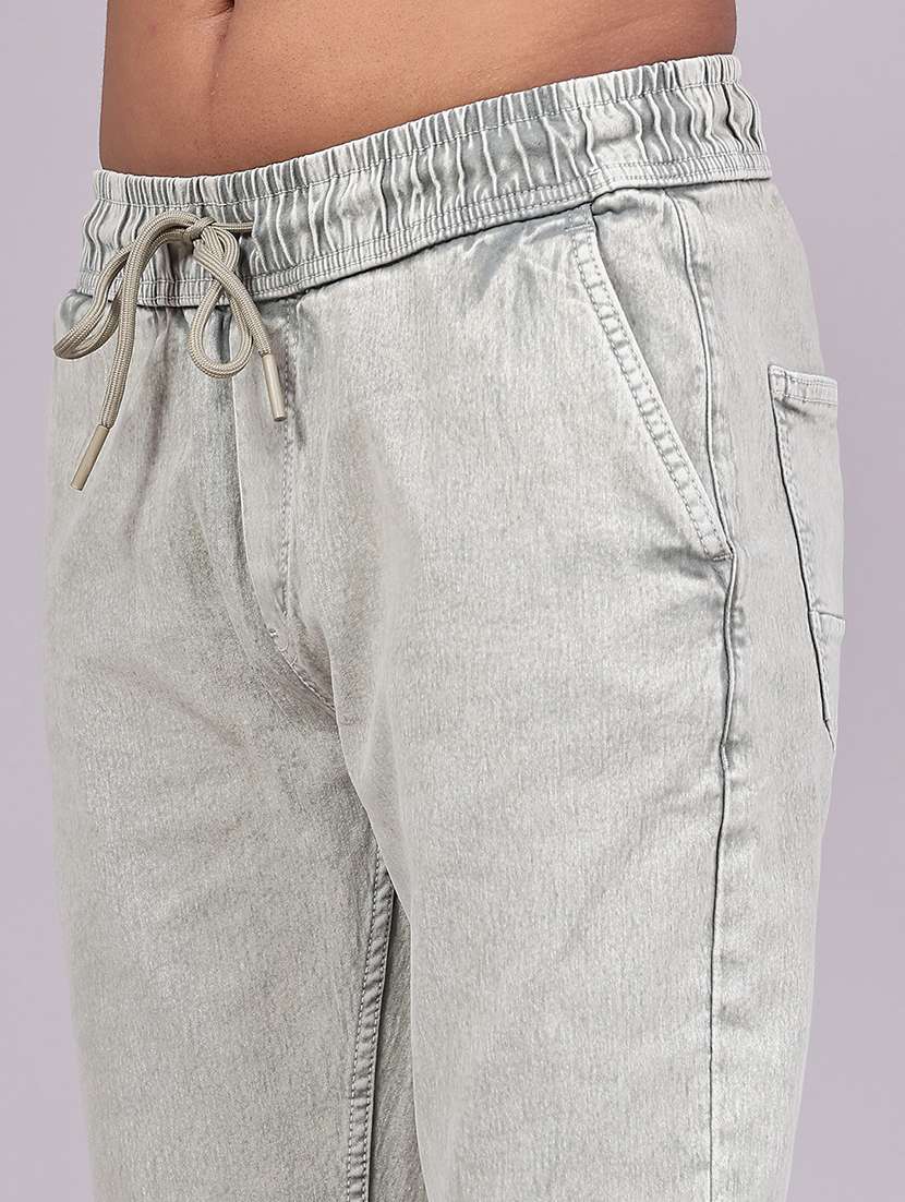 men washed mid rise regular fit jogger - 22401285 -  Standard Image - 1