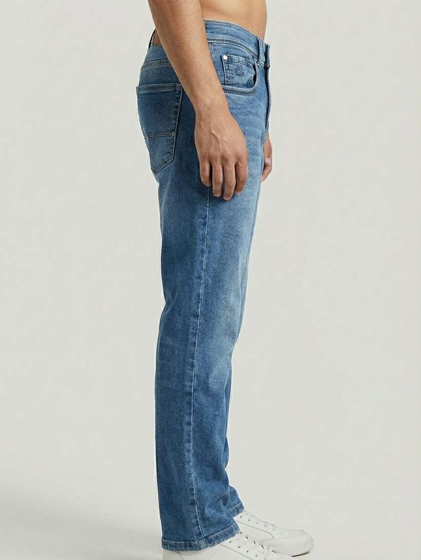 Men Washed Mid Rise Full Length Straight Fit Jeans - 22401317 -  Standard Image - 1