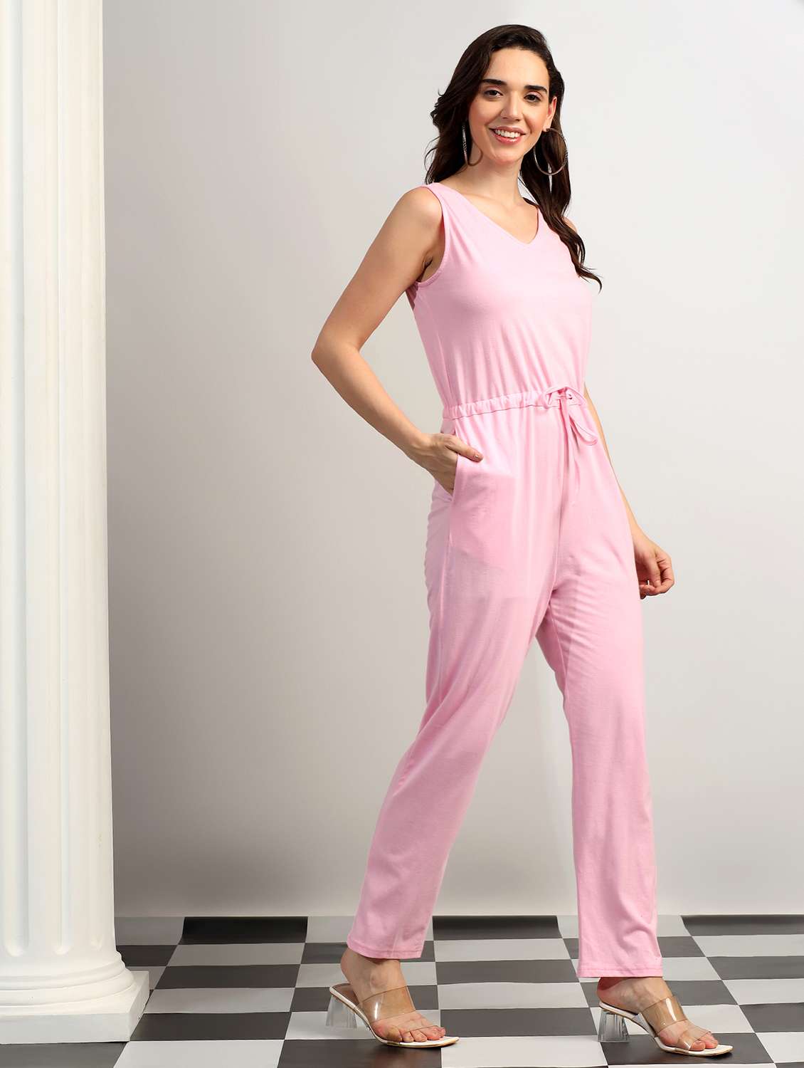 Women Solid Sleeveless Full Leg Jumpsuit - 22401362 -  Standard Image - 4