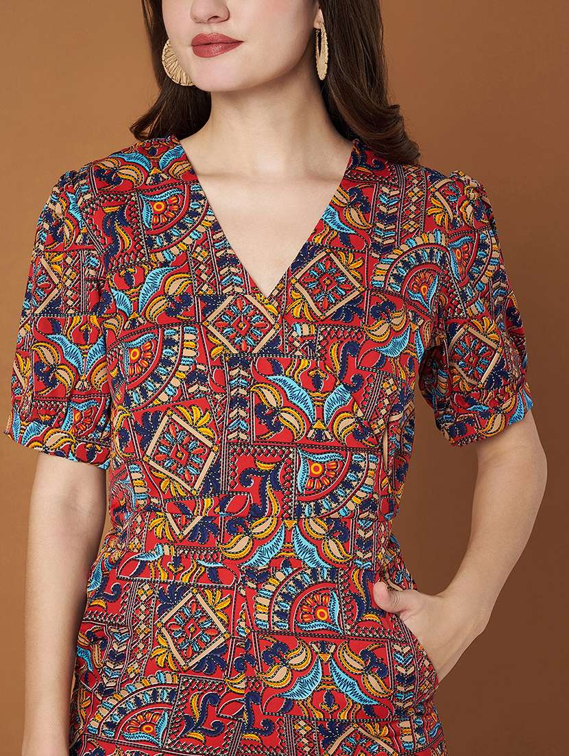 Women Printed Short Sleeves Romper - 22401365 -  Standard Image - 1