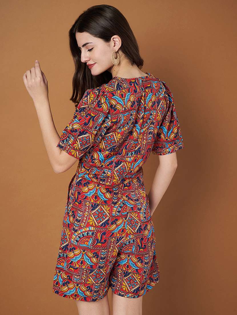 Women Printed Short Sleeves Romper - 22401365 -  Standard Image - 4