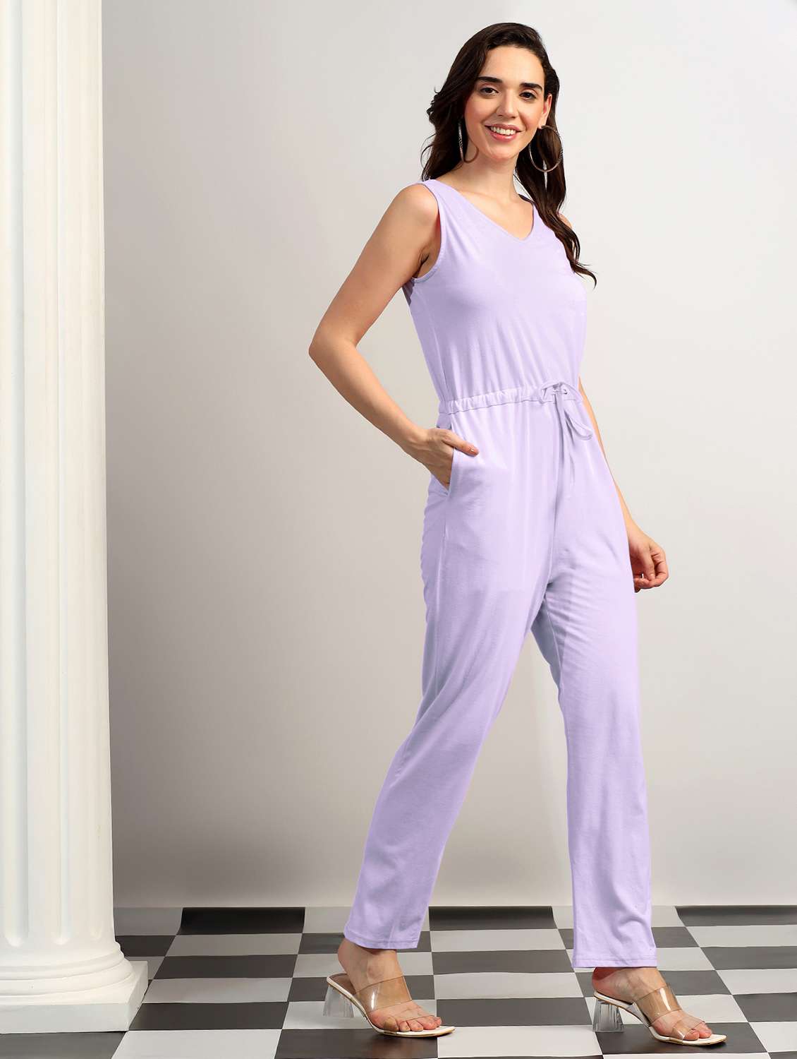 Women Solid Sleeveless Full Leg Jumpsuit - 22401418 -  Standard Image - 4