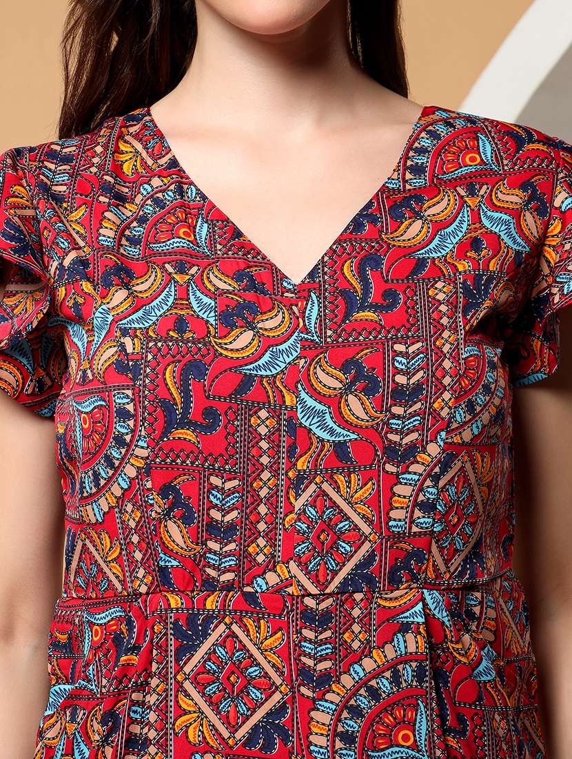 Women Printed Puff Sleeves Romper - 22401419 -  Standard Image - 1