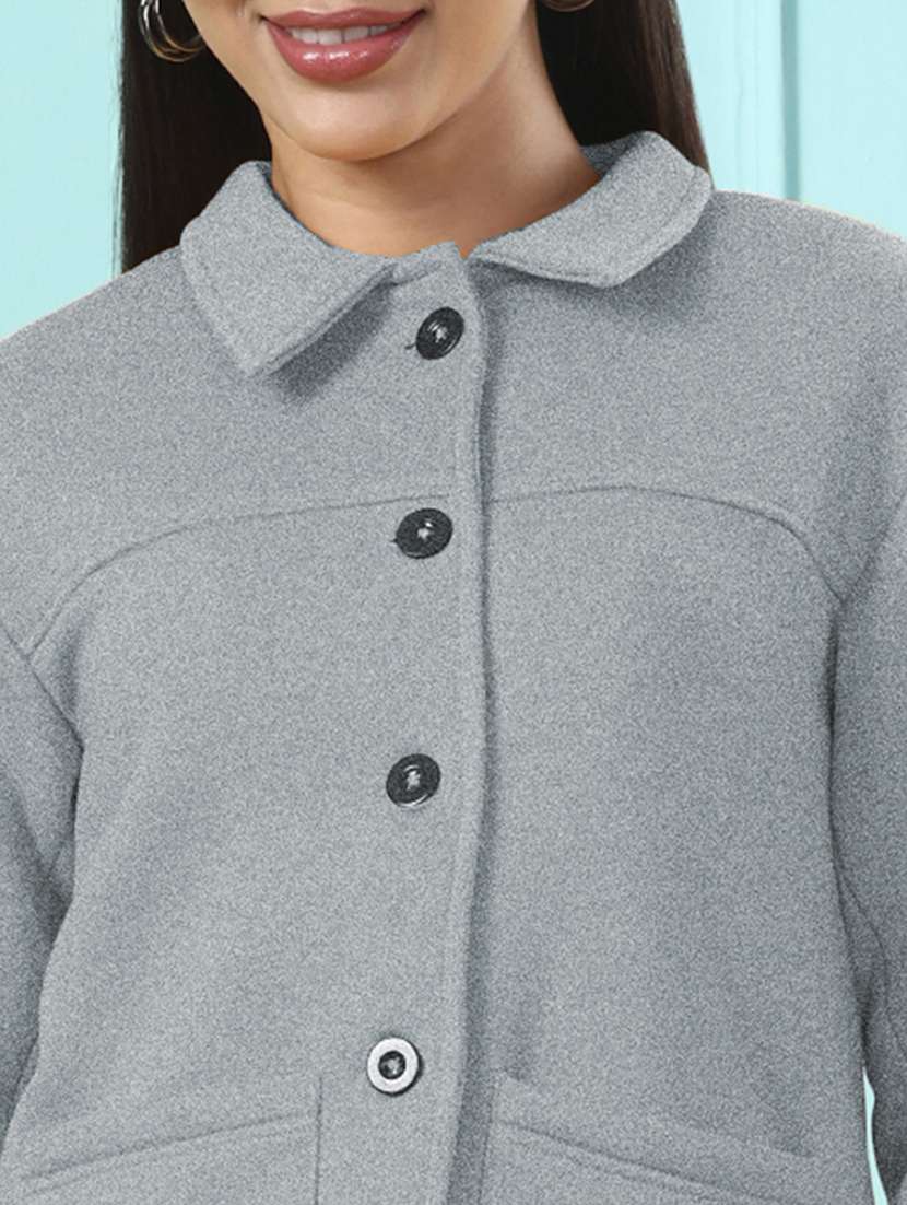 Women Solid Long Sleeves Regular Coat - 22401469 -  Standard Image - 1