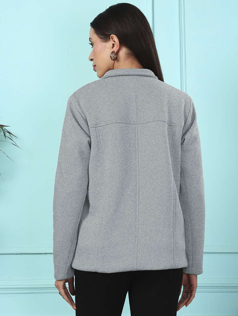 Women Solid Long Sleeves Regular Coat - 22401469 -  Standard Image - 4