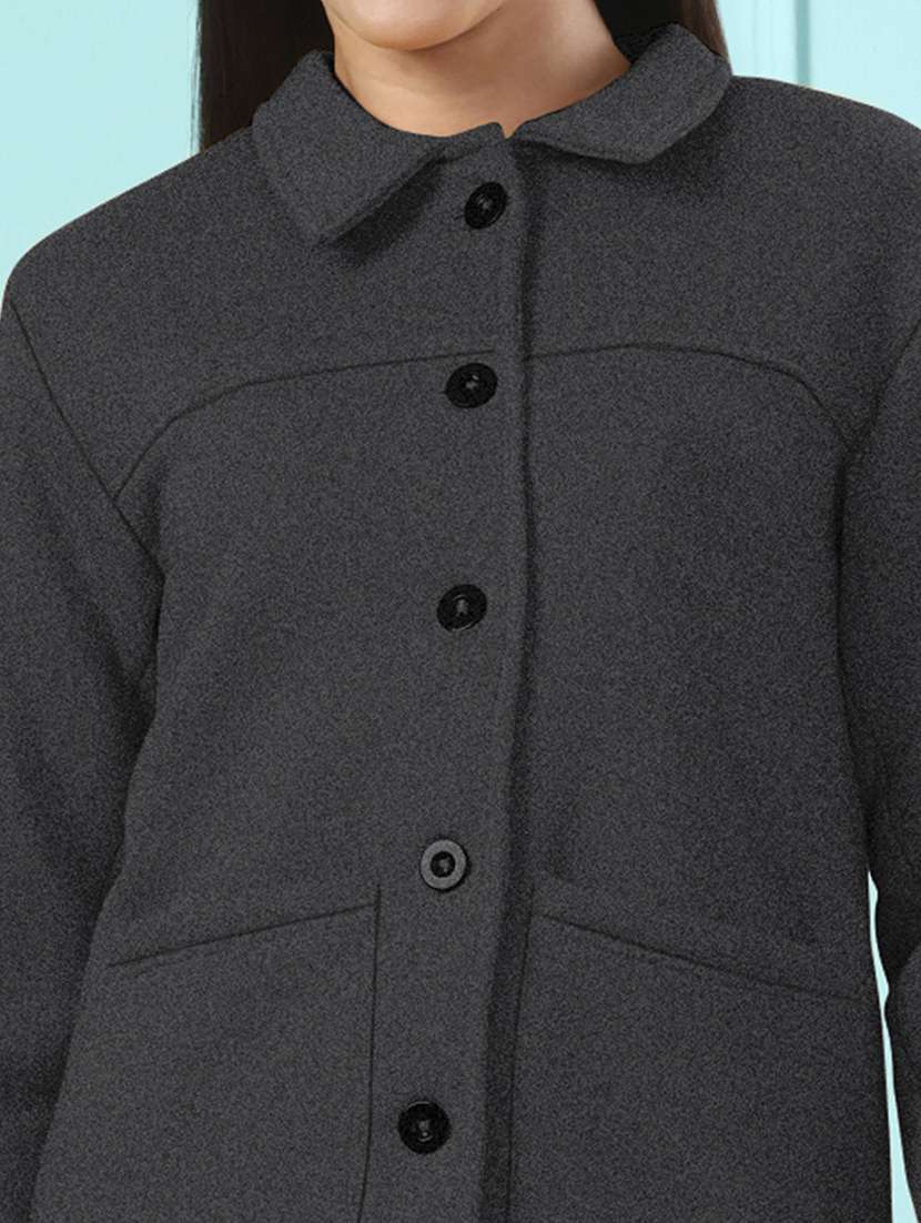 Women Solid Long Sleeves Regular Coat - 22401513 -  Standard Image - 1