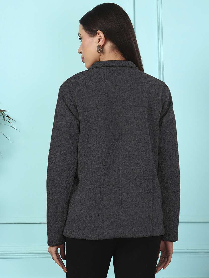 Women Solid Long Sleeves Regular Coat - 22401513 -  Standard Image - 4