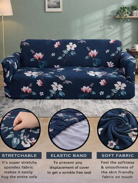 quirky home elastic fitted cover for 5 seater sofa - 22401585 -  Standard Image - 1