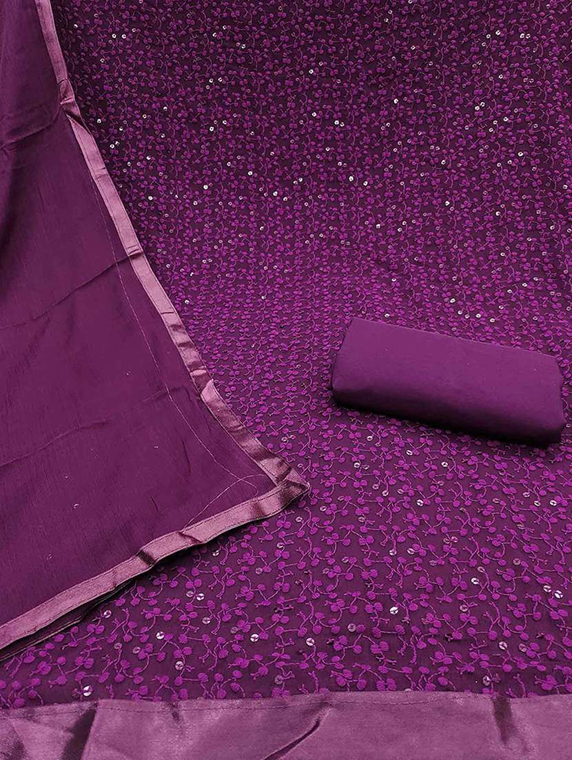 Women Solid With Work Unstitched Suit Set - 22401677 -  Standard Image - 1
