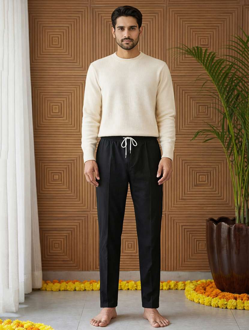 men solid mid rise ethnic bottom wear pyjama - 22401683 -  Standard Image - 4