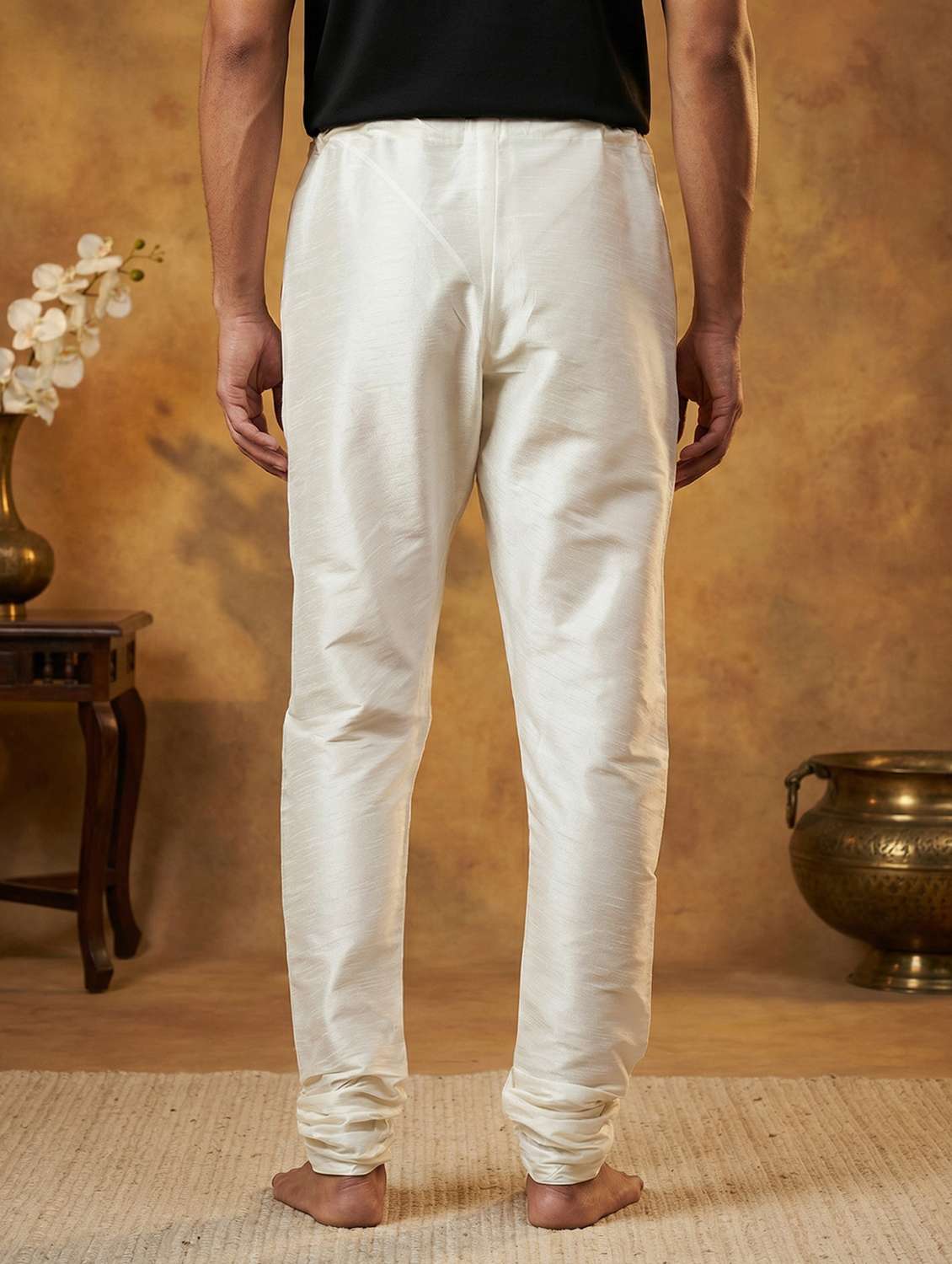 men pack of 2 solid mid rise ethnic bottom wear churidar pyjama - 22401689 -  Standard Image - 4