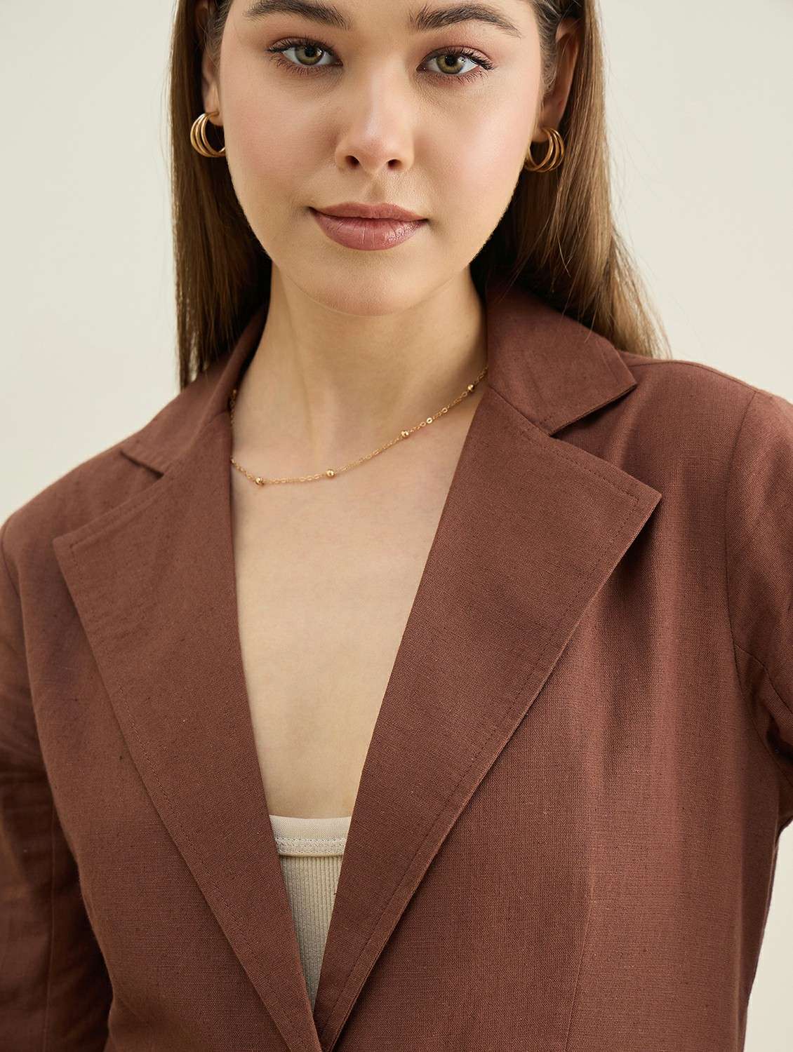 women solid long sleeve single breasted blazer - 22401948 -  Standard Image - 1