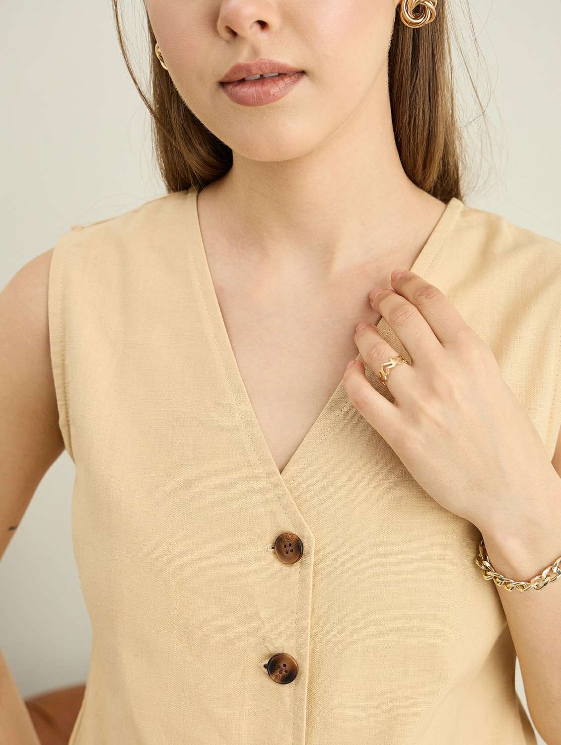 women solid sleevless vest top - 22401951 -  Standard Image - 1