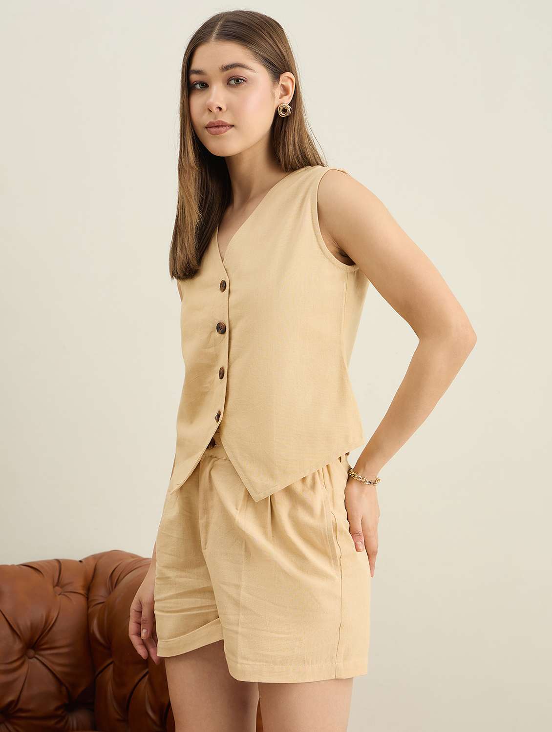 women solid sleevless vest top - 22401951 -  Standard Image - 4