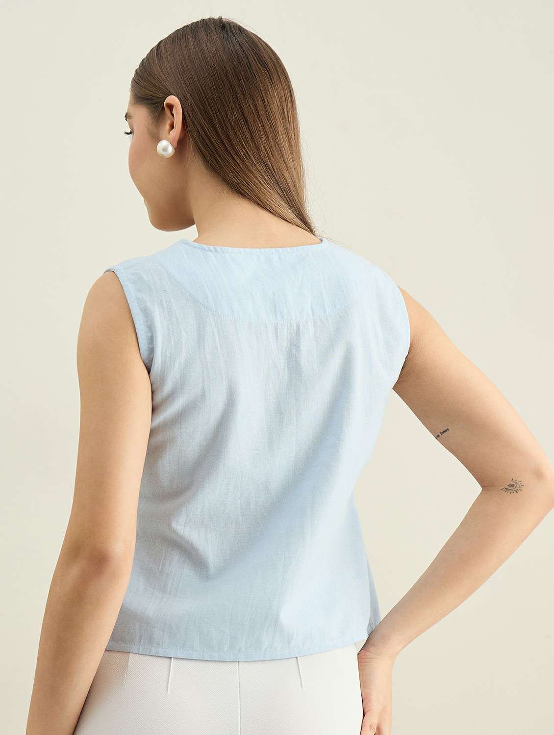women solid sleeveless vest top - 22401952 -  Standard Image - 4