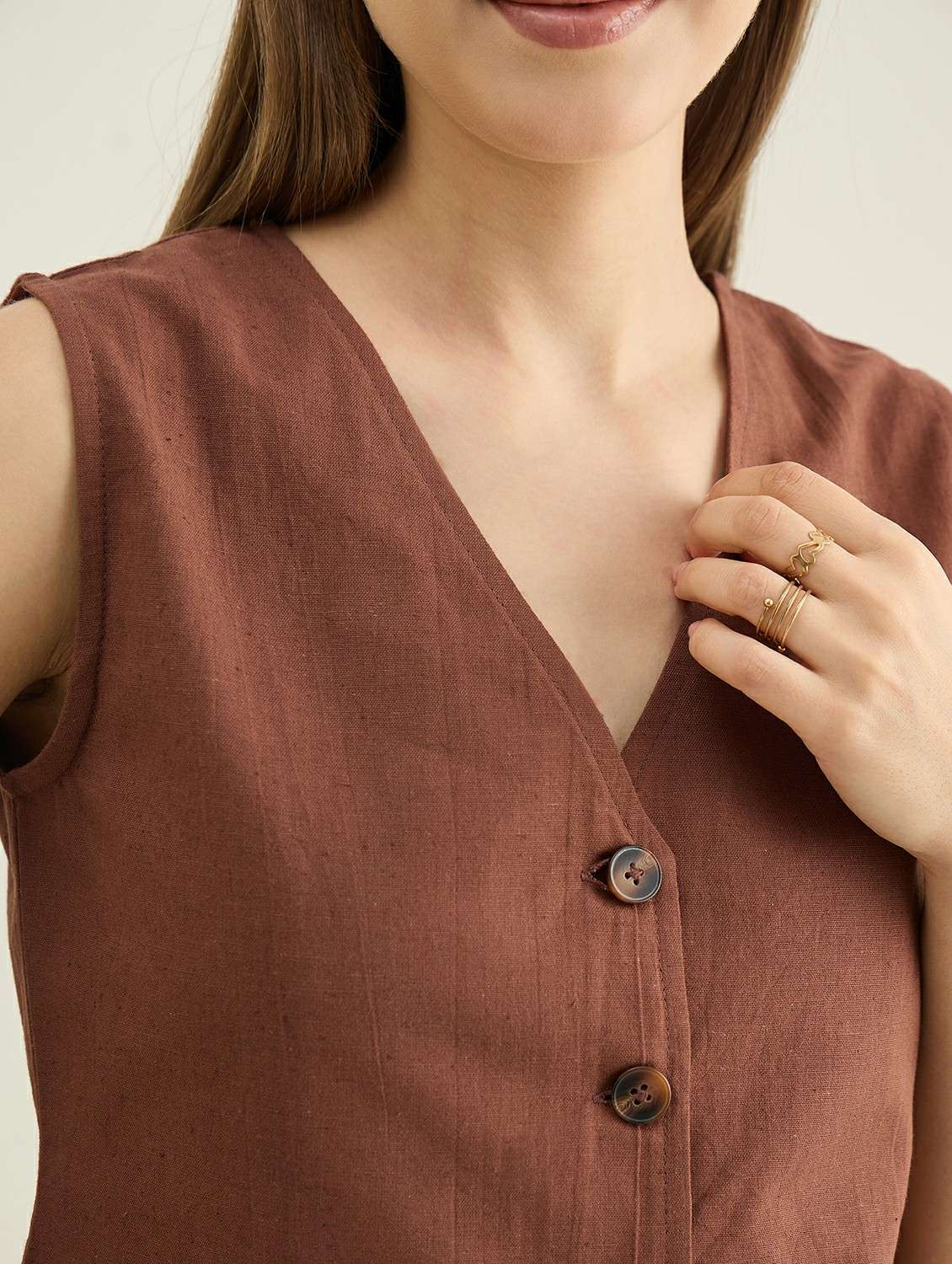 women solid sleeveless vest top - 22401954 -  Standard Image - 1
