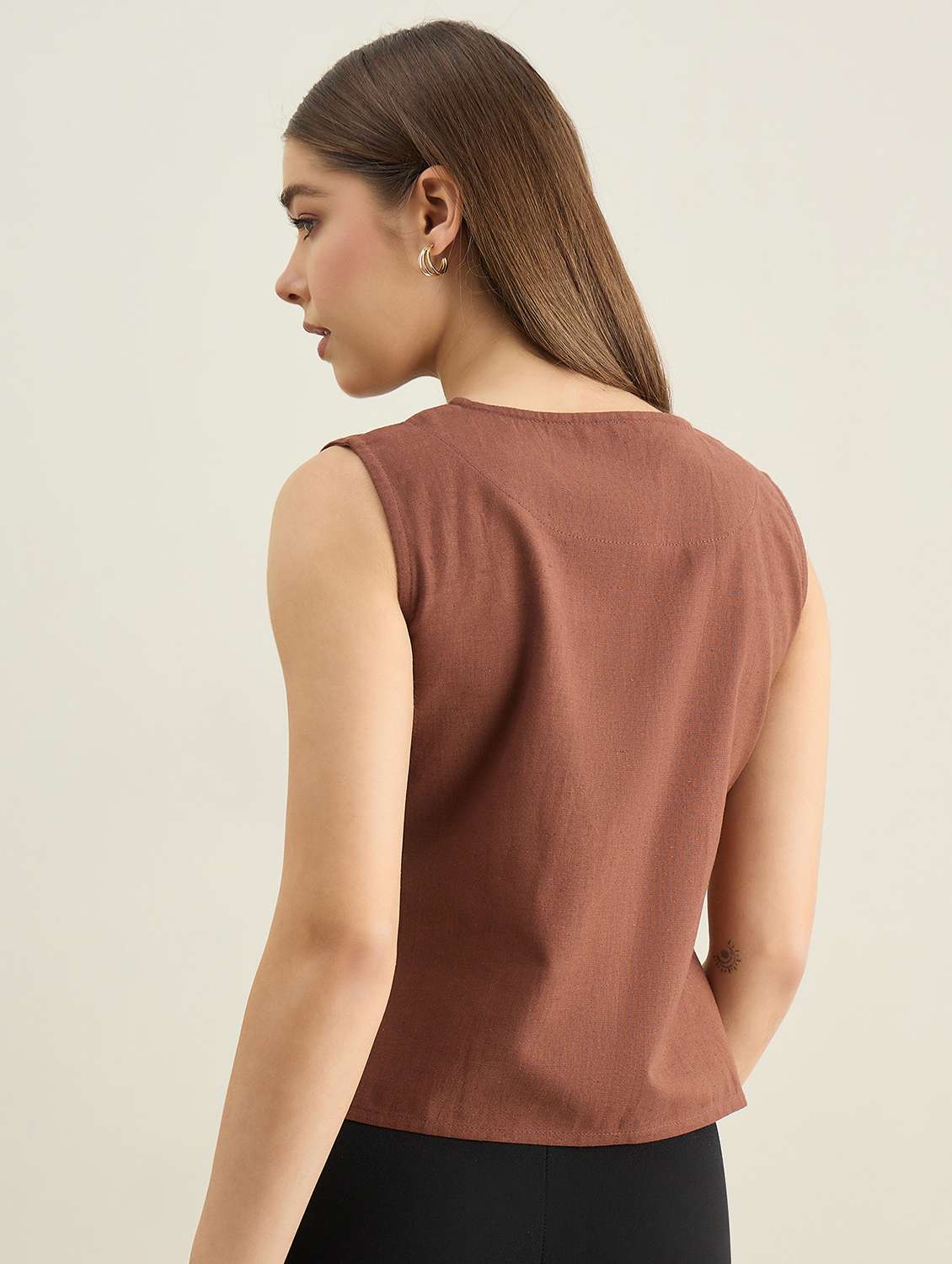 women solid sleeveless vest top - 22401954 -  Standard Image - 4